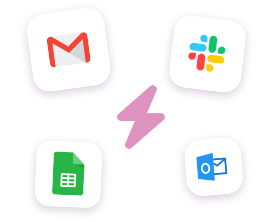 Gmail, Slack, Sheets, and Outlook icons