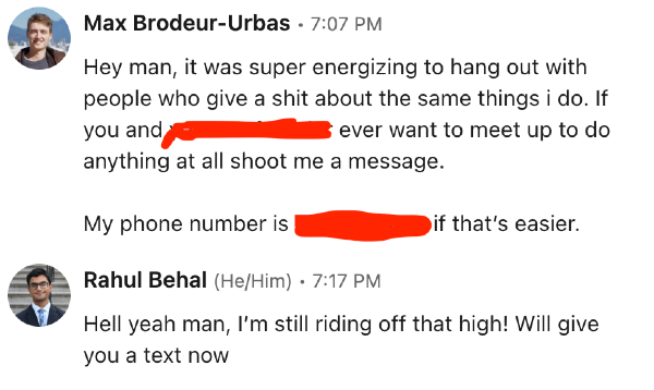 Founding DM between Max and Rahul