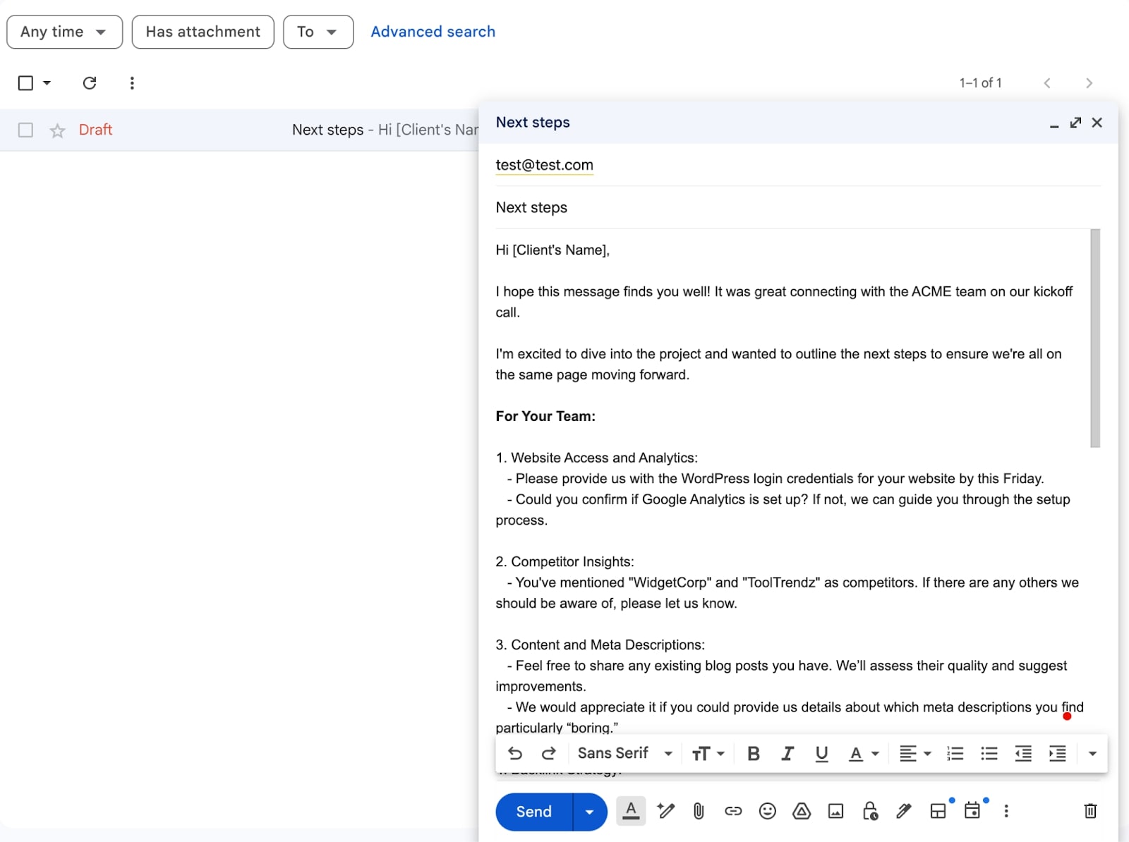 ChatGPT to draft email in Gmail