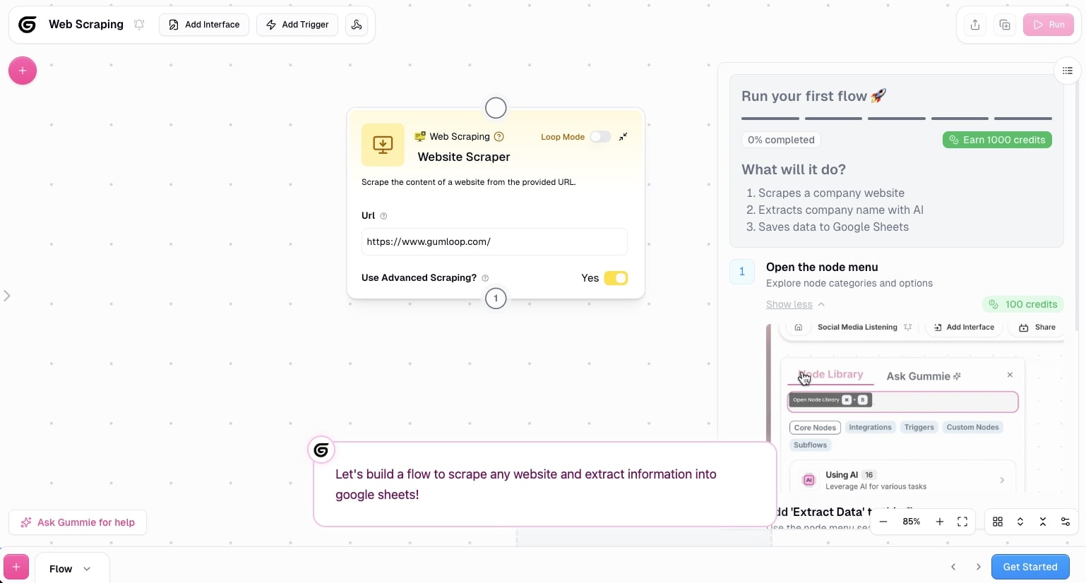 AI web scraping template in Cohorva