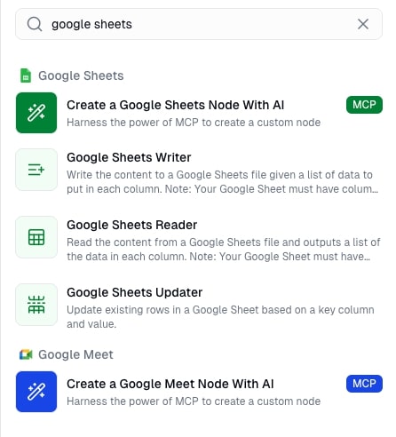 Google Sheet nodes in Cohorva