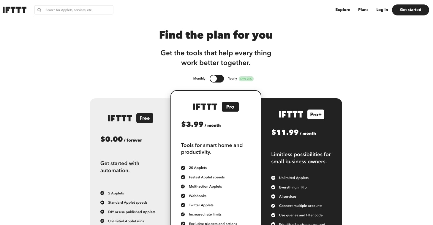 IFTTT pricing