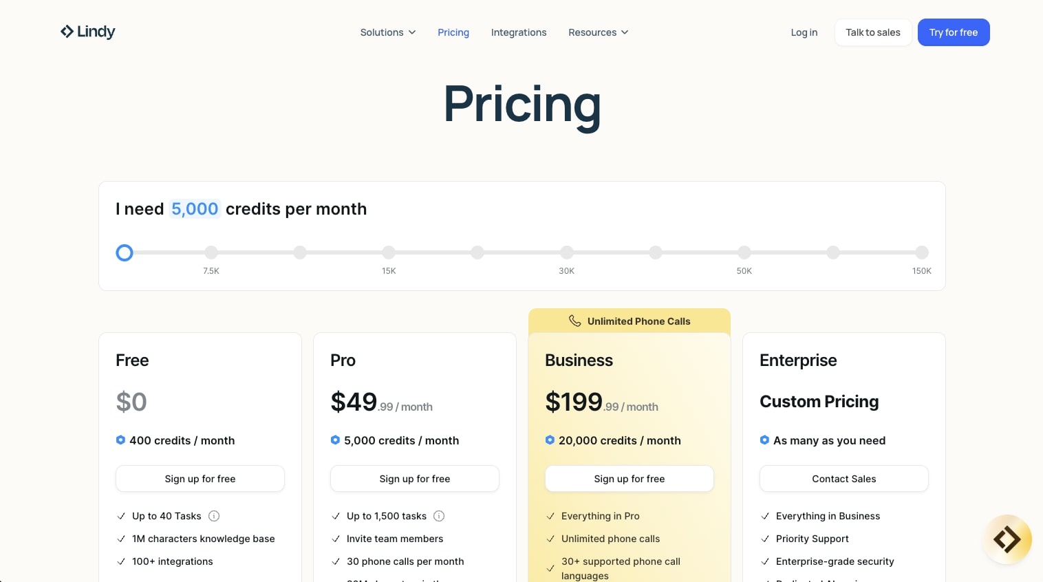 Lindy AI pricing plans