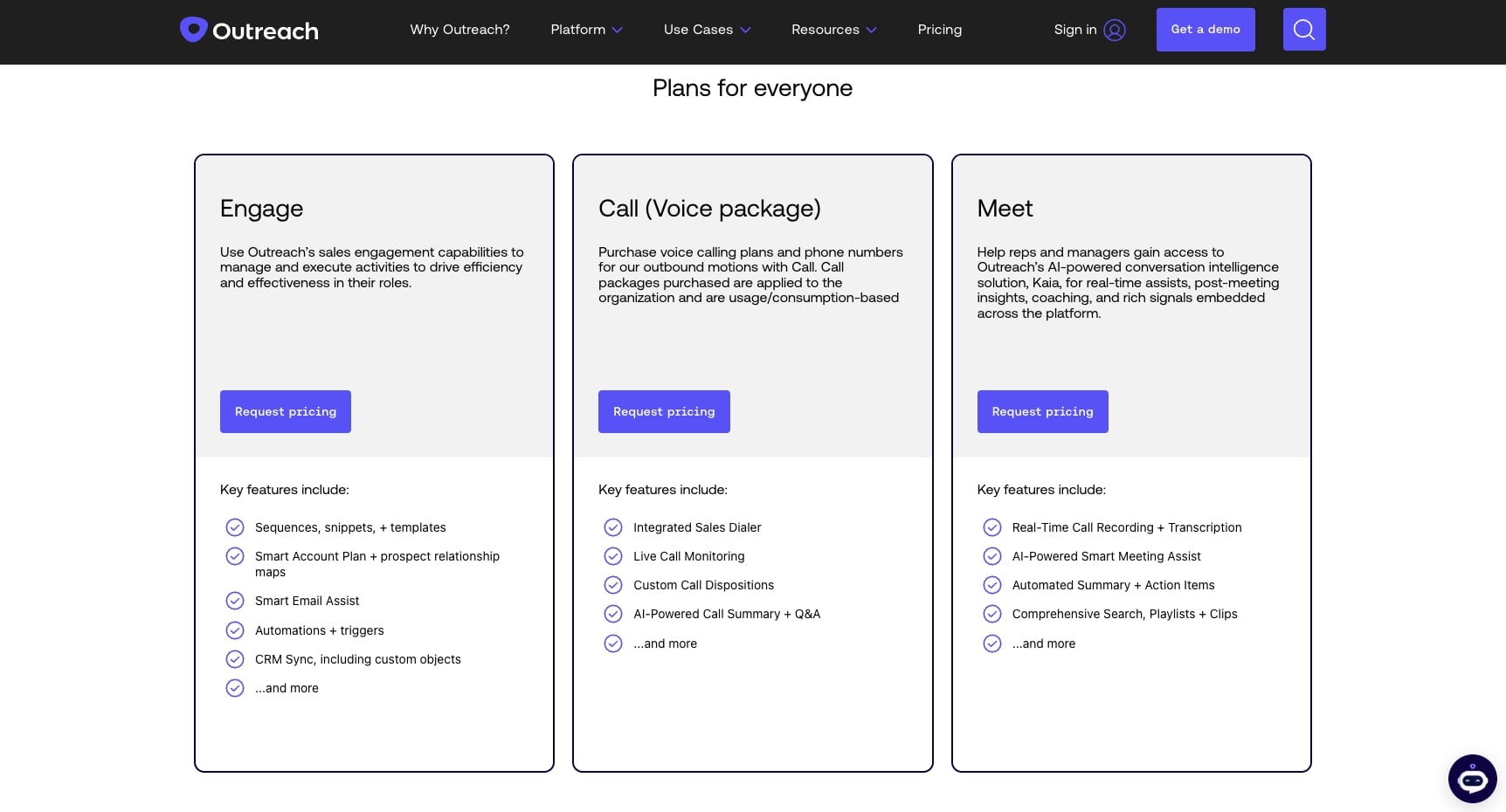 Outreach pricing plans
