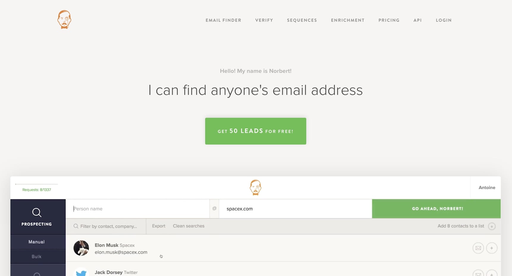 VoilaNorbert email finder