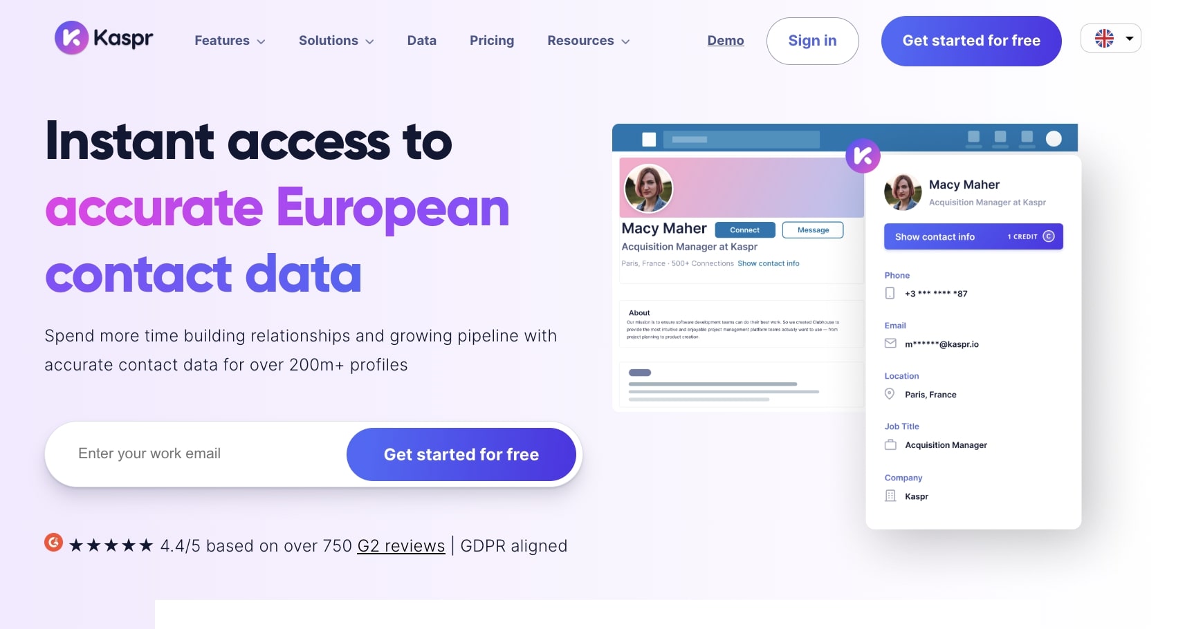 Kaspr lead finding platform