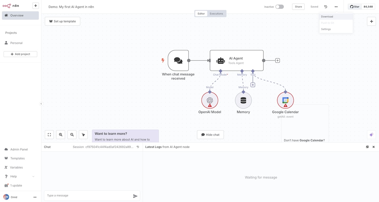 n8n workflow