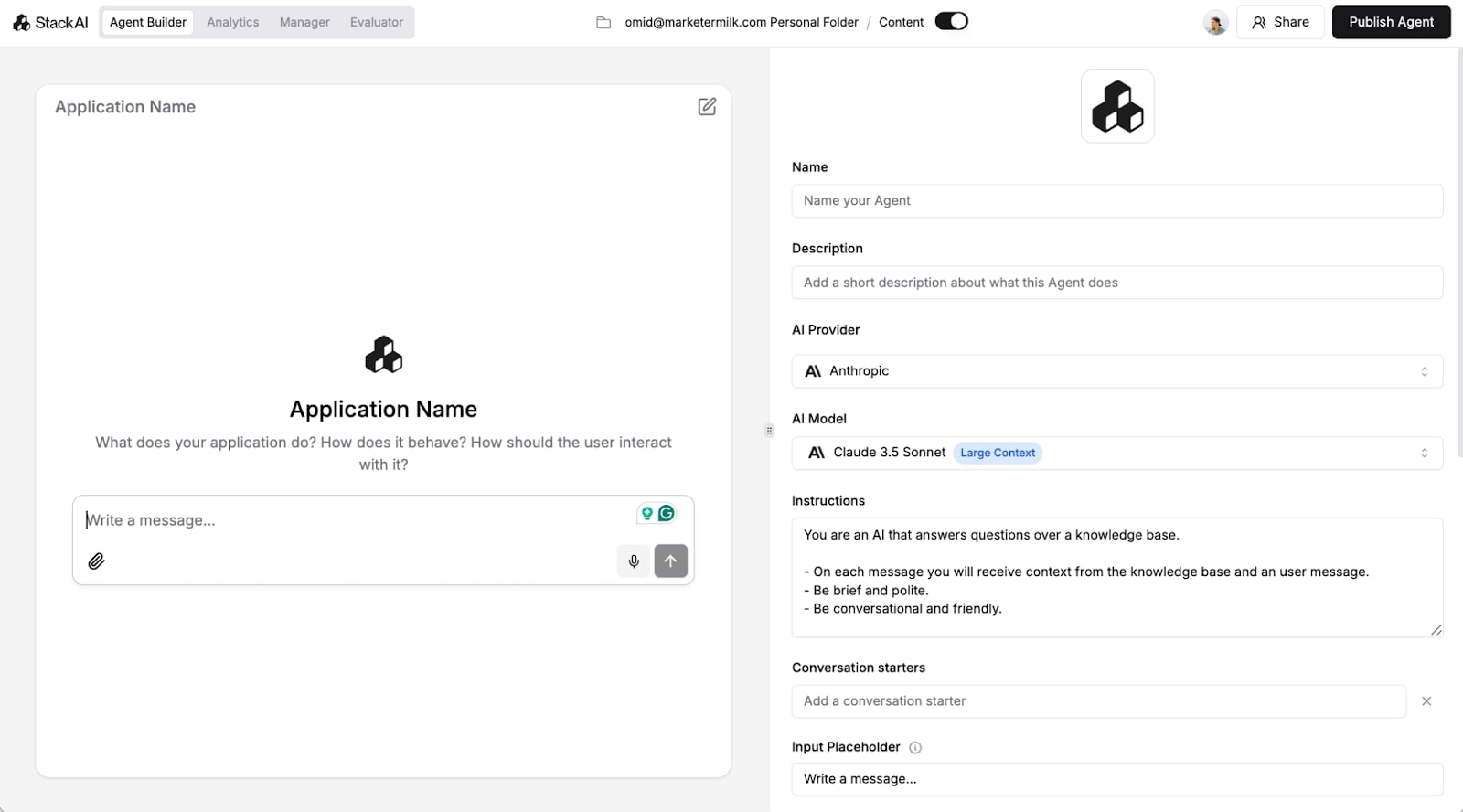 AI agent builder in StackAI