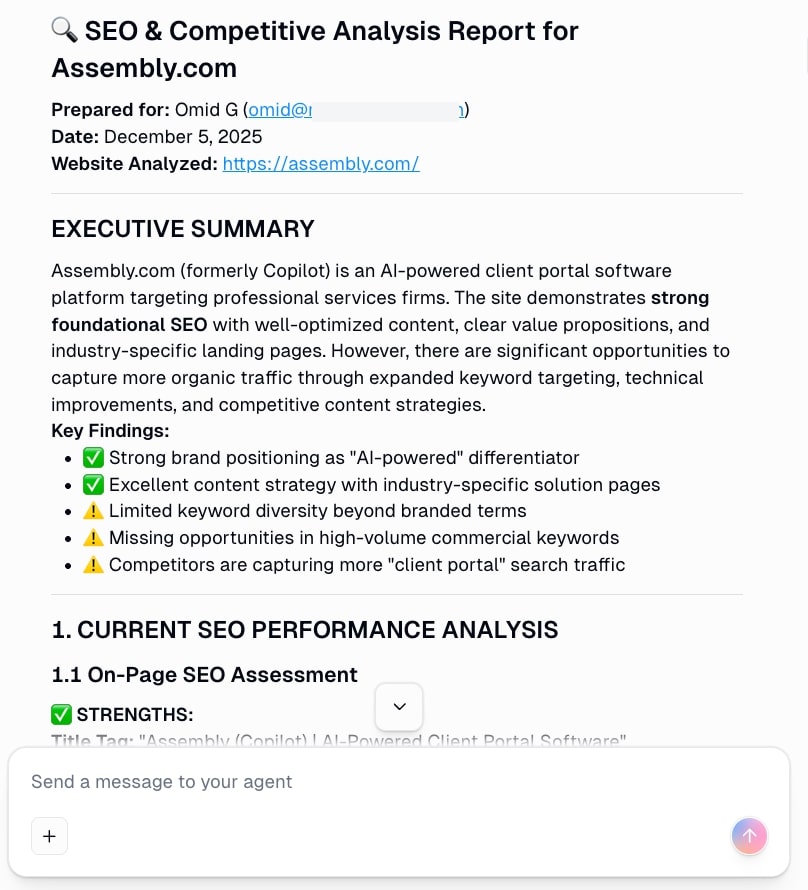 SEO AI agent report