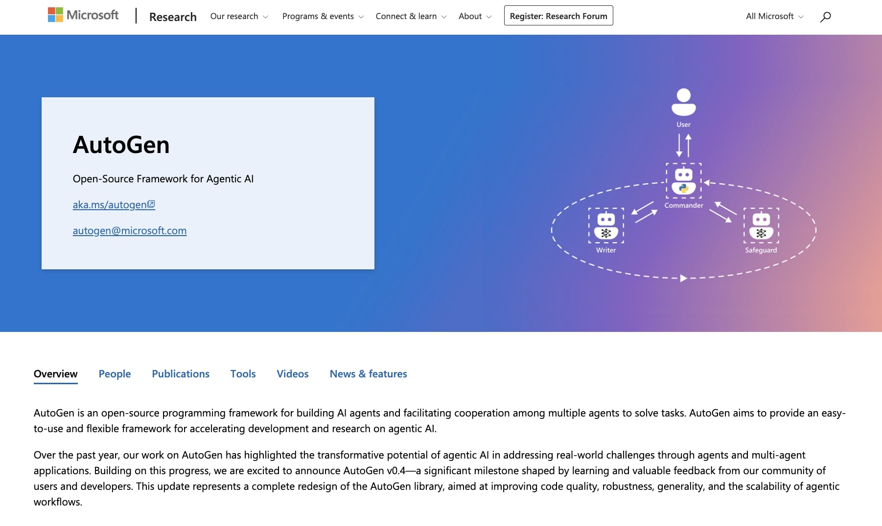 AutoGen AI agent framework