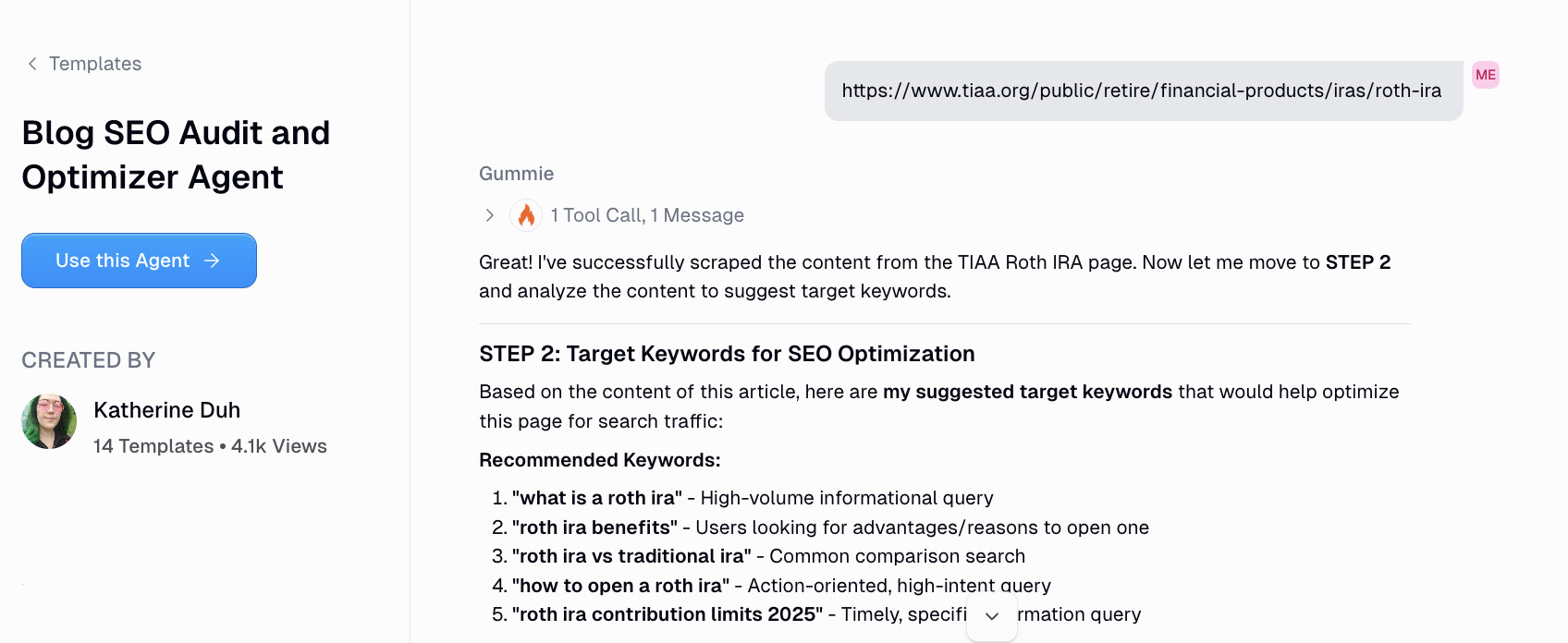 Blog SEO audit agent