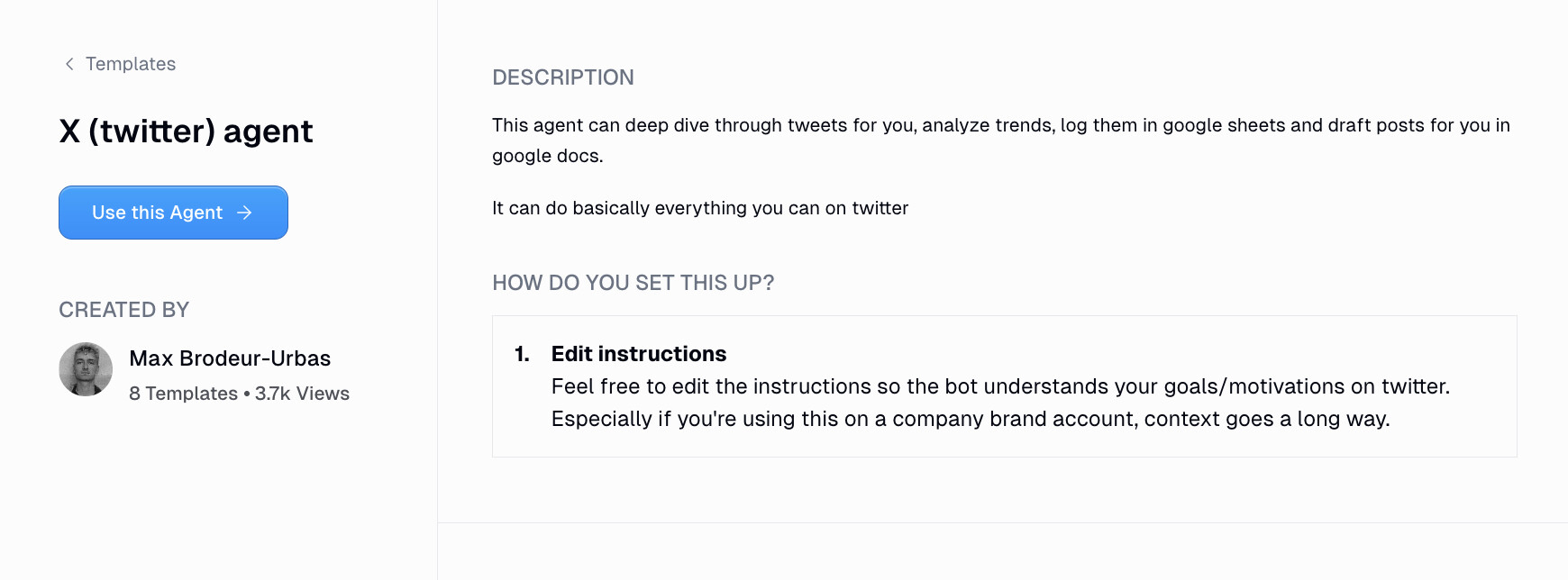X Twitter agent