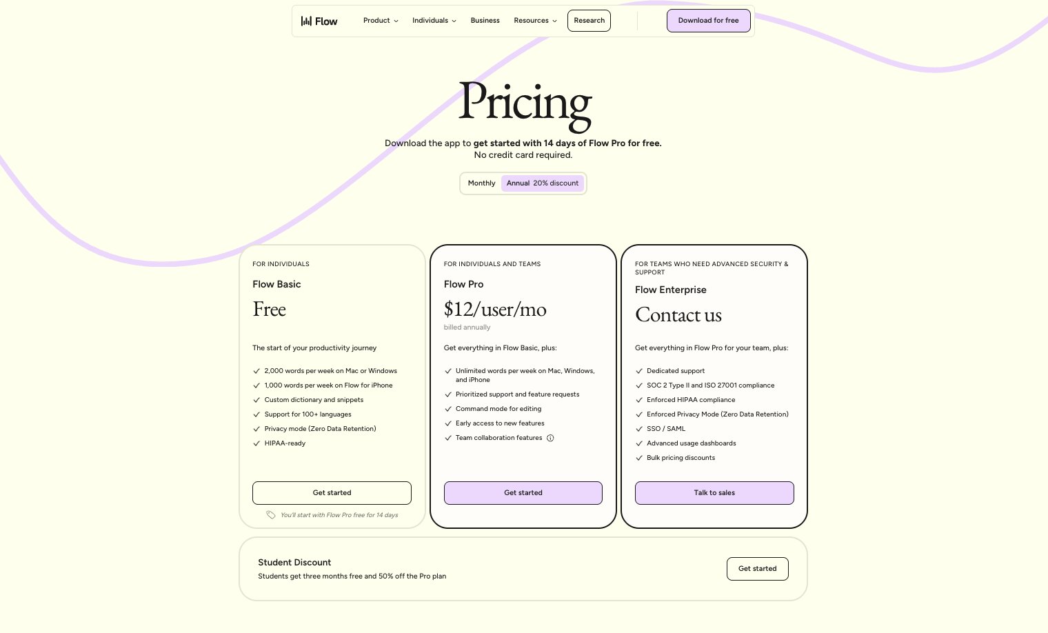 Wispr Flow pricing plans