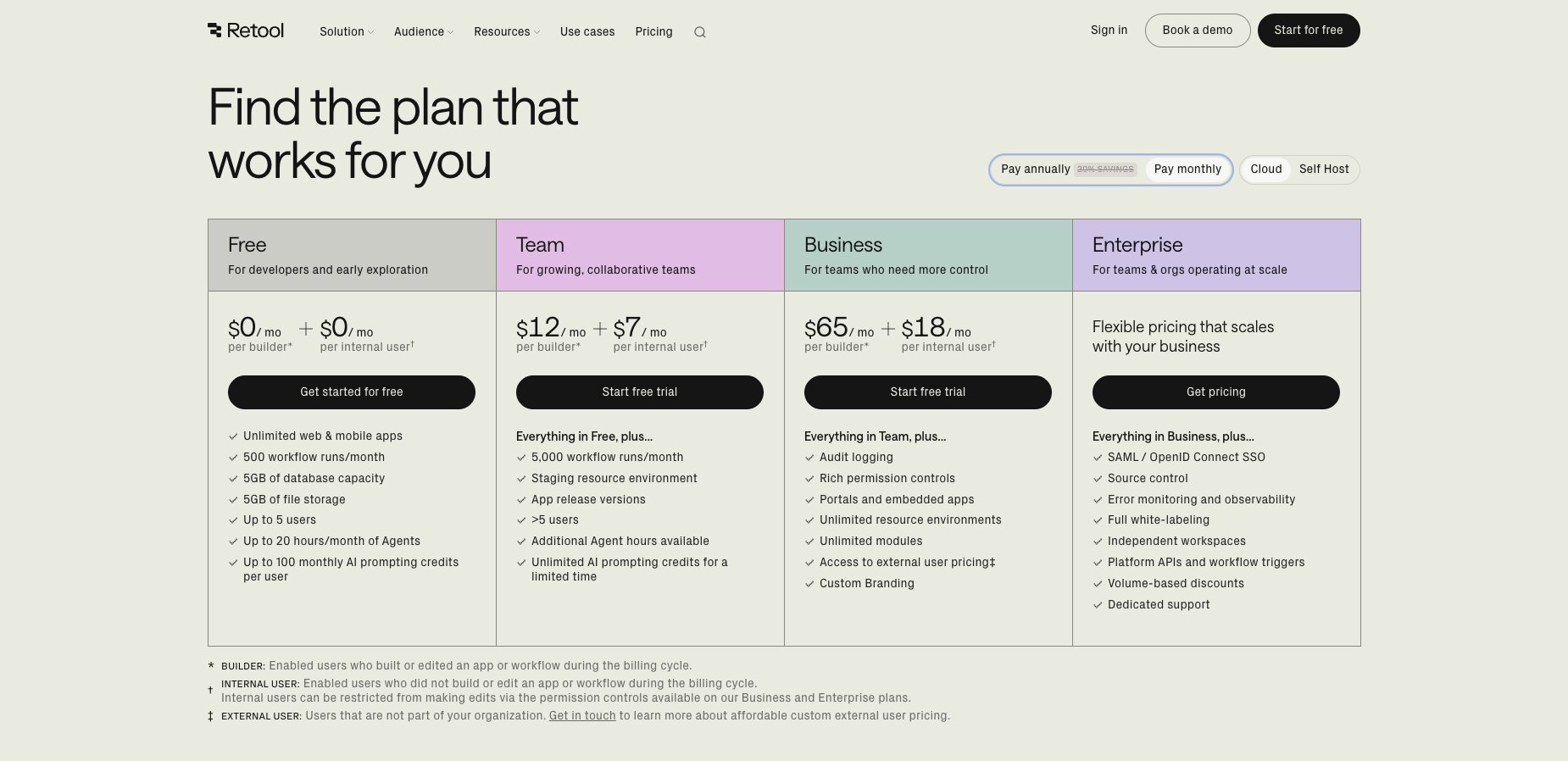 Retools pricing plans
