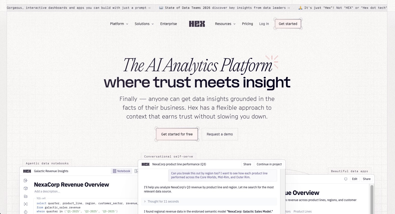 Hex analytics platform