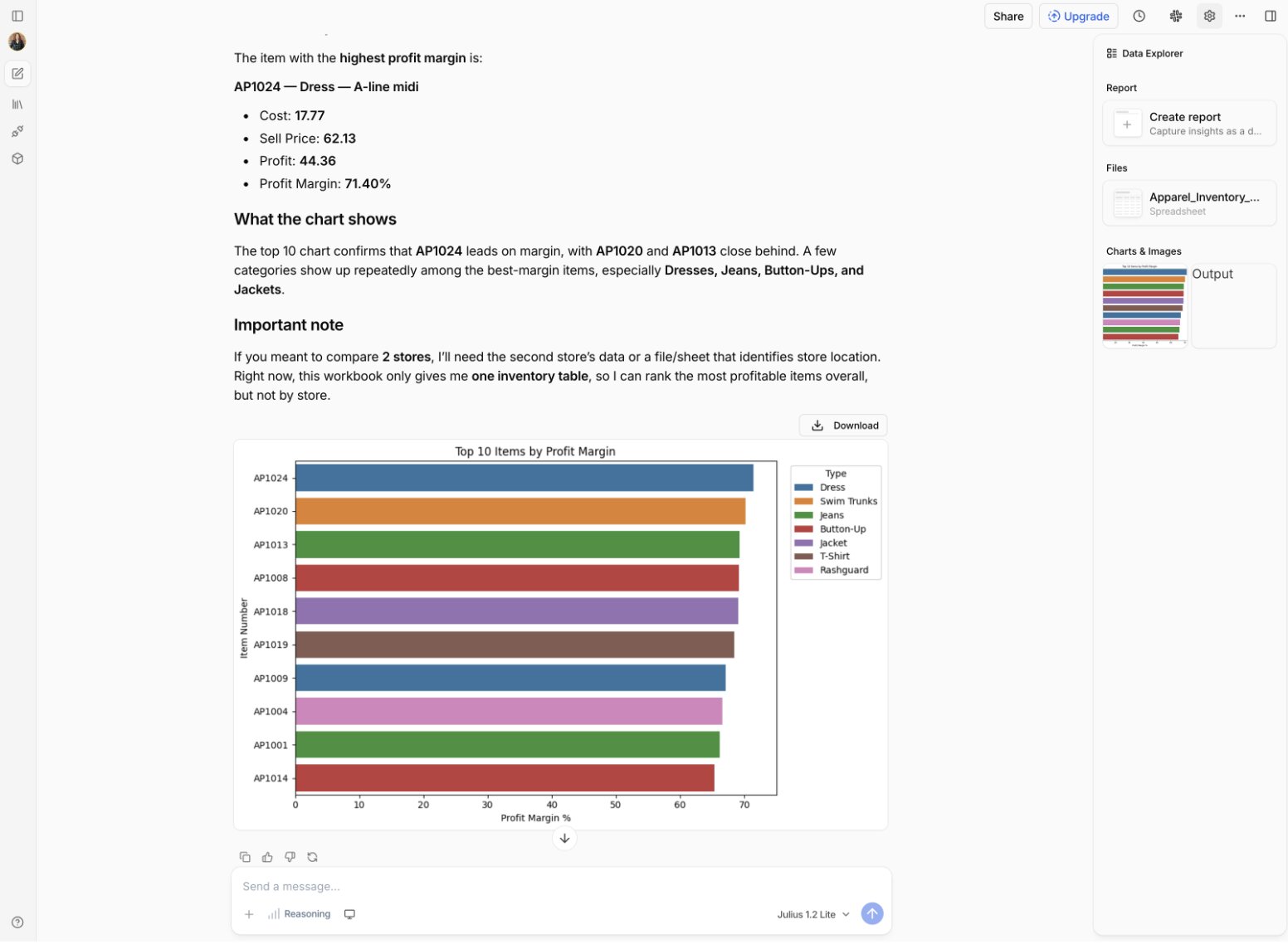 Julius AI chat interface