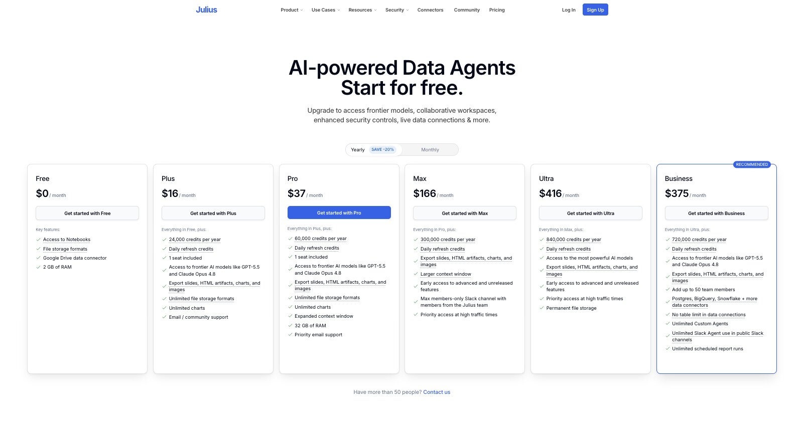 Julius AI pricing plans