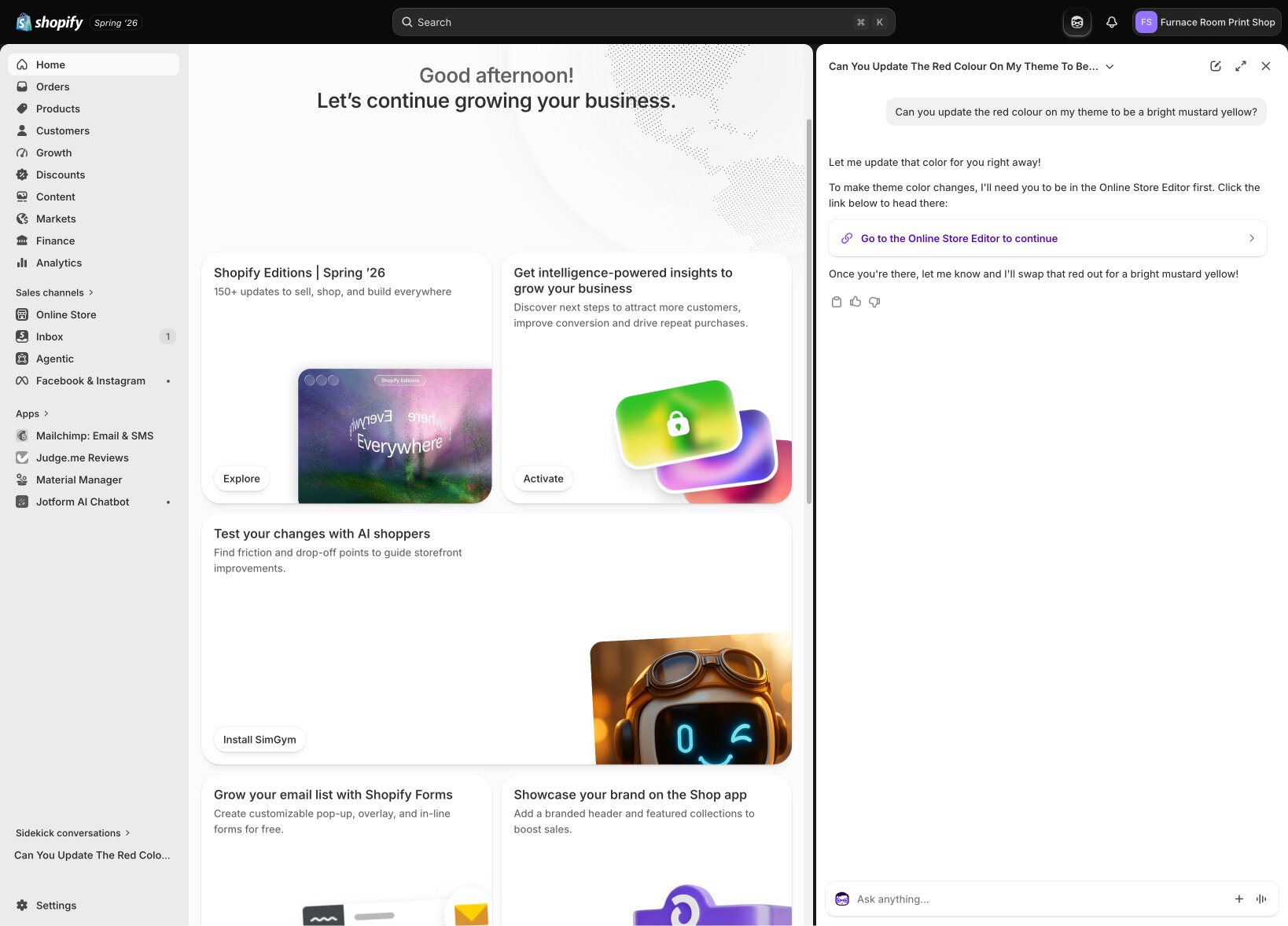 Inside the shopify sidekick feature