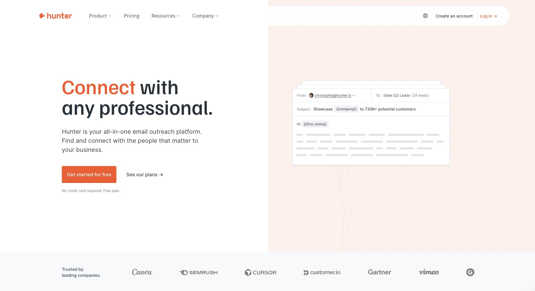 Hunter.io email finder platform