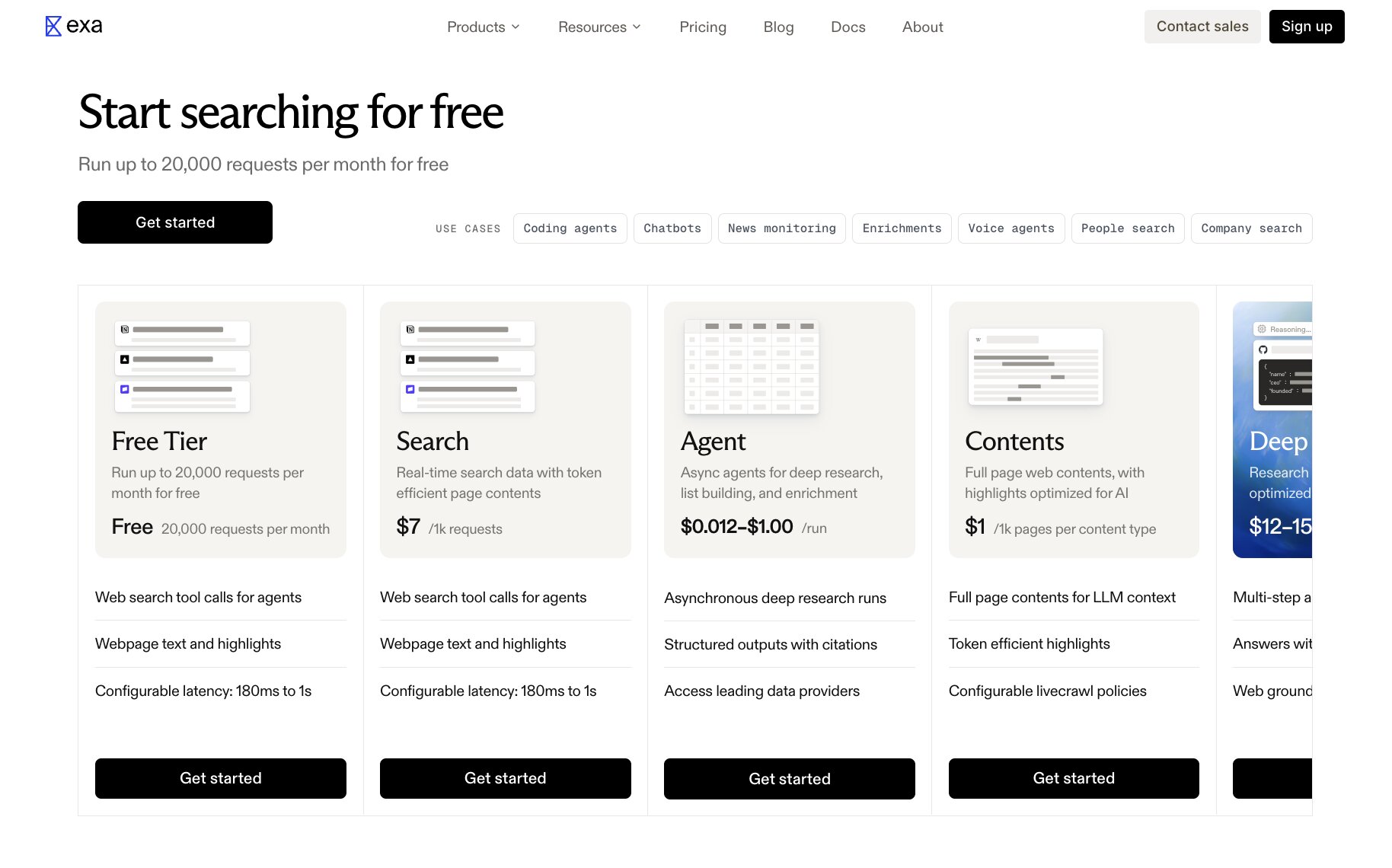 Exa AI pricing plans