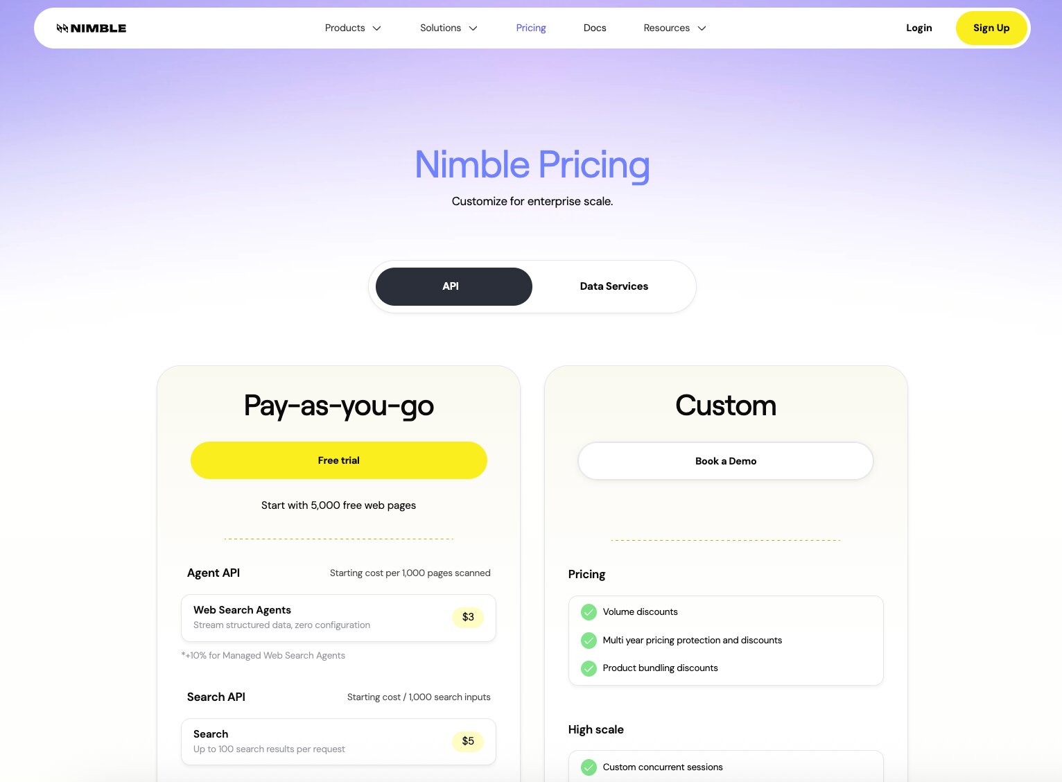 Nimble pricing plans