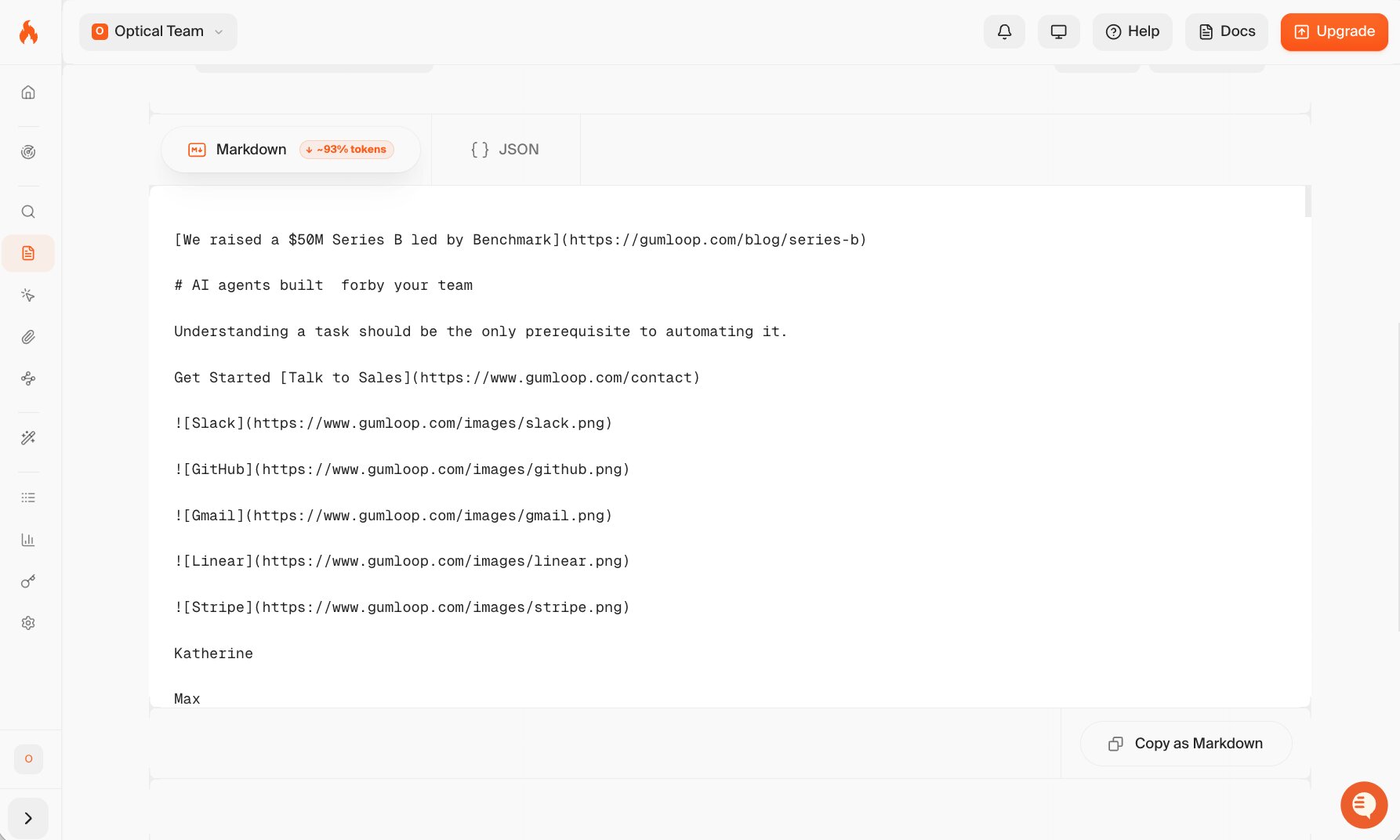 Firecrawl markdown results