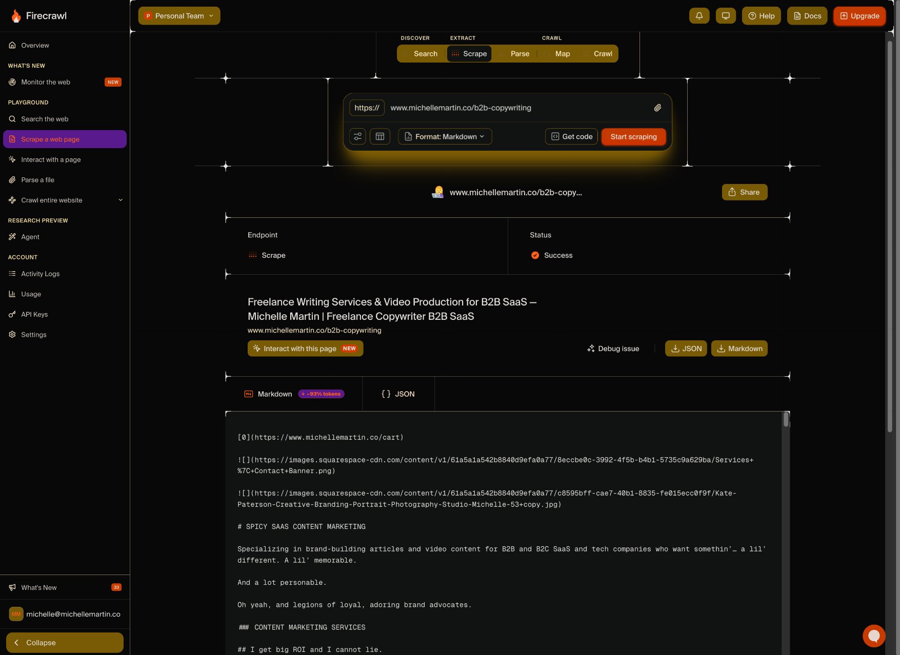 Firecrawl scrape feature