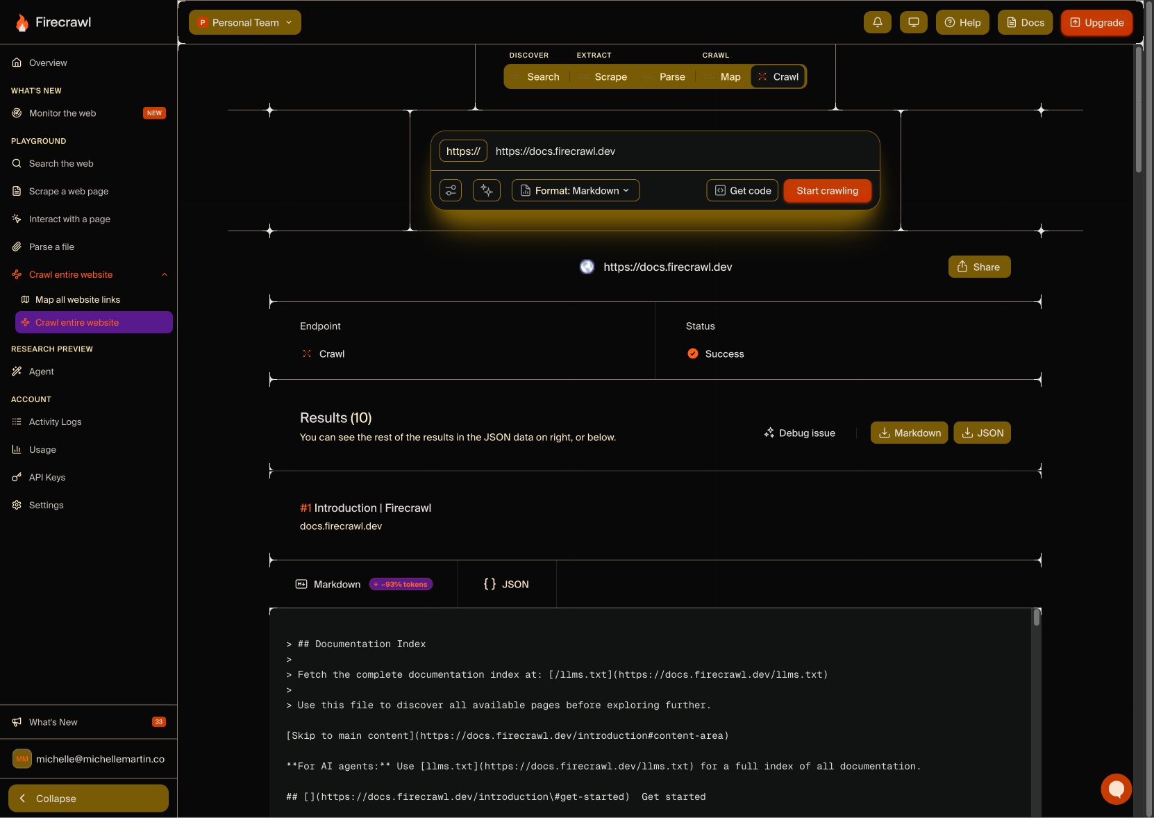 Firecrawl Crawl feature